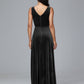V Neck A Line Plus Size Velvet Bridesmaid Dress With Slit