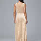 V Neck A Line Plus Size Velvet Bridesmaid Dress With Slit
