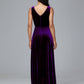 V Neck A Line Plus Size Velvet Bridesmaid Dress With Slit
