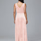 V Neck A Line Plus Size Velvet Bridesmaid Dress With Slit