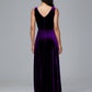 V Neck A Line Plus Size Velvet Bridesmaid Dress With Slit