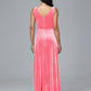 V Neck A Line Plus Size Velvet Bridesmaid Dress With Slit