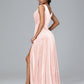 V Neck A Line Plus Size Velvet Bridesmaid Dress With Slit