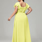 V Neck Chiffon Plus Size Long Bridesmaid Dresses with Sleeves