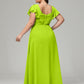 V Neck Chiffon Plus Size Long Bridesmaid Dresses with Sleeves