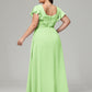 V Neck Chiffon Plus Size Long Bridesmaid Dresses with Sleeves