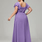 V Neck Chiffon Plus Size Long Bridesmaid Dresses with Sleeves