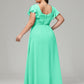 V Neck Chiffon Plus Size Long Bridesmaid Dresses with Sleeves