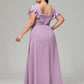 V Neck Chiffon Plus Size Long Bridesmaid Dresses with Sleeves
