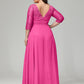 V-Neck Long Sleeves Lace Plus Size Bridesmaid Dresses