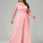 V-Neck Long Sleeves Lace Plus Size Bridesmaid Dresses