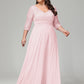 V-Neck Long Sleeves Lace Plus Size Bridesmaid Dresses