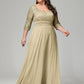 V-Neck Long Sleeves Lace Plus Size Bridesmaid Dresses