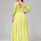 V-Neck Long Sleeves Lace Plus Size Bridesmaid Dresses