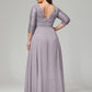 V-Neck Long Sleeves Lace Plus Size Bridesmaid Dresses