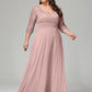 V-Neck Long Sleeves Lace Plus Size Bridesmaid Dresses