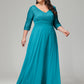 V-Neck Long Sleeves Lace Plus Size Bridesmaid Dresses