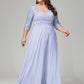 V-Neck Long Sleeves Lace Plus Size Bridesmaid Dresses