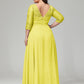 V-Neck Long Sleeves Lace Plus Size Bridesmaid Dresses