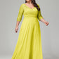 V-Neck Long Sleeves Lace Plus Size Bridesmaid Dresses