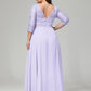 V-Neck Long Sleeves Lace Plus Size Bridesmaid Dresses