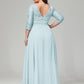 V-Neck Long Sleeves Lace Plus Size Bridesmaid Dresses