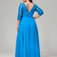 V-Neck Long Sleeves Lace Plus Size Bridesmaid Dresses