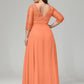 V-Neck Long Sleeves Lace Plus Size Bridesmaid Dresses
