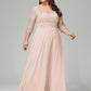 V-Neck Long Sleeves Lace Plus Size Bridesmaid Dresses