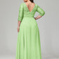 V-Neck Long Sleeves Lace Plus Size Bridesmaid Dresses