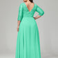 V-Neck Long Sleeves Lace Plus Size Bridesmaid Dresses