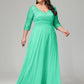 V-Neck Long Sleeves Lace Plus Size Bridesmaid Dresses