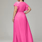 V-neck & Ruffled Sleeves Chiffon Bridesmaid Dress Plus Size