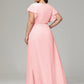 V-neck & Ruffled Sleeves Chiffon Bridesmaid Dress Plus Size