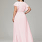 V-neck & Ruffled Sleeves Chiffon Bridesmaid Dress Plus Size