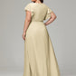 V-neck & Ruffled Sleeves Chiffon Bridesmaid Dress Plus Size