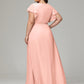 V-neck & Ruffled Sleeves Chiffon Bridesmaid Dress Plus Size