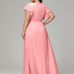 V-neck & Ruffled Sleeves Chiffon Bridesmaid Dress Plus Size