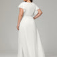 V-neck & Ruffled Sleeves Chiffon Bridesmaid Dress Plus Size