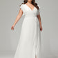 V-neck & Ruffled Sleeves Chiffon Bridesmaid Dress Plus Size