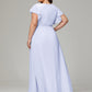 V-neck & Ruffled Sleeves Chiffon Bridesmaid Dress Plus Size