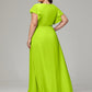 V-neck & Ruffled Sleeves Chiffon Bridesmaid Dress Plus Size