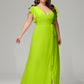 V-neck & Ruffled Sleeves Chiffon Bridesmaid Dress Plus Size