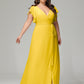 V-neck & Ruffled Sleeves Chiffon Bridesmaid Dress Plus Size