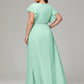 V-neck & Ruffled Sleeves Chiffon Bridesmaid Dress Plus Size