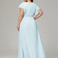 V-neck & Ruffled Sleeves Chiffon Bridesmaid Dress Plus Size