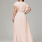 V-neck & Ruffled Sleeves Chiffon Bridesmaid Dress Plus Size