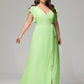 V-neck & Ruffled Sleeves Chiffon Bridesmaid Dress Plus Size