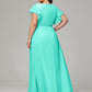 V-neck & Ruffled Sleeves Chiffon Bridesmaid Dress Plus Size