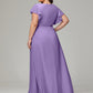 V-neck & Ruffled Sleeves Chiffon Bridesmaid Dress Plus Size